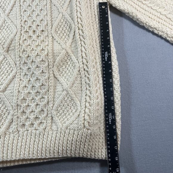 Glen Eany Genuine Donegal Knit 100% Wool Sweater Ireland Long‎ Sleeve Ivory L - Picture 5 of 10